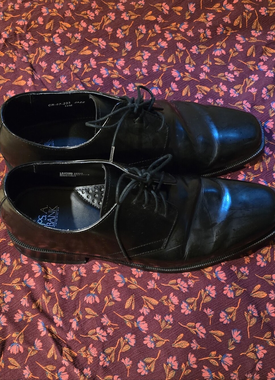 Jos. A. Bank Mens 10 Black Square Toe Derby Oxford Shoes Business Formal Wedding - Picture 3 of 5